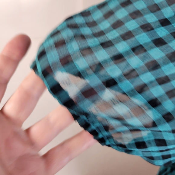 Womans Lane Bryant Teal/Black Check Top Attached Knit Cami/Bottom Band S 22/24 - Picture 5 of 9